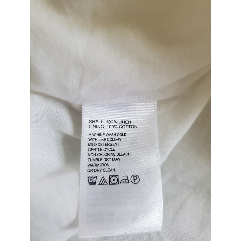 Tommy Bahama Two Palms Ruffled White Linen Shift Dress Pockets V-Neck XL Beach - Picture 5 of 10